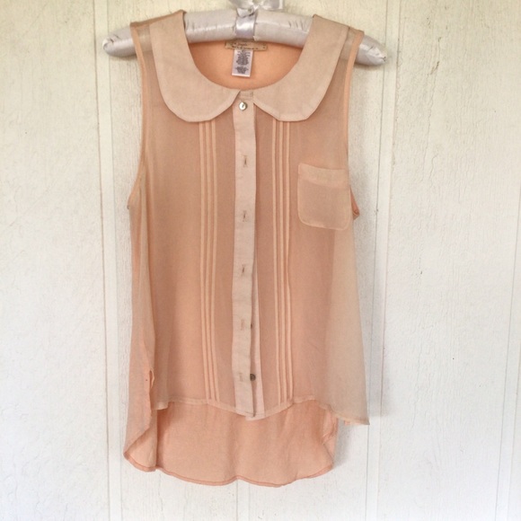 FREE PEOPLE SLEEVELESS PETER PAN COLLAR BUTTON DOWN SHIRT SIZE SMALL - Picture 7 of 11